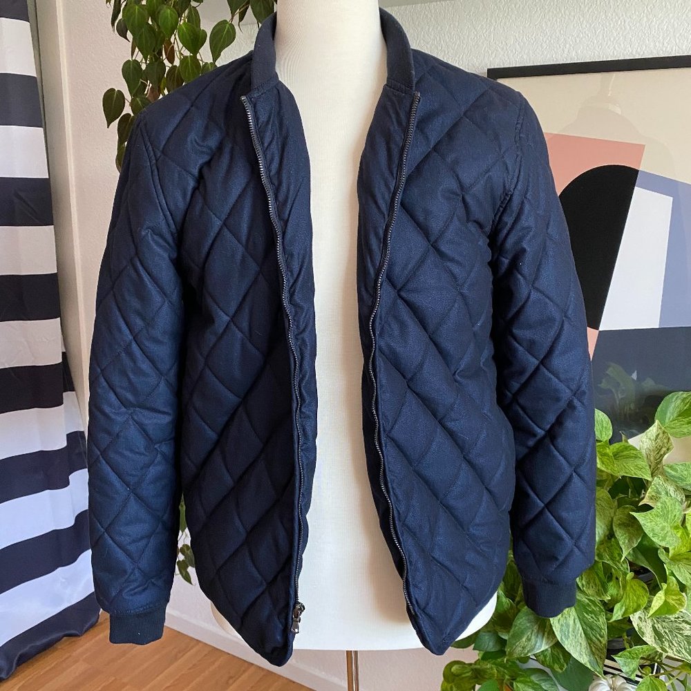 Navy Blue Quilted Jacket